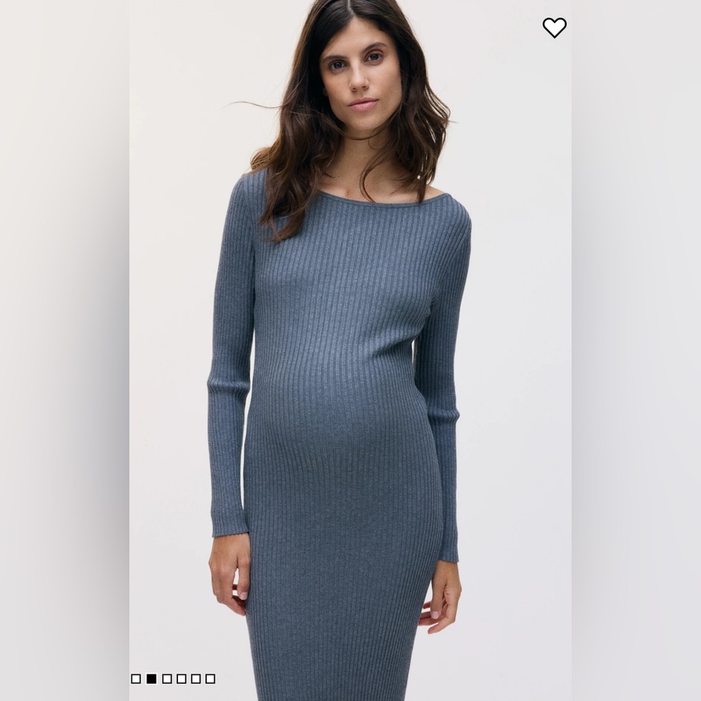 H&M Maternity MAMA BOAT-NECK BODYCON DRESS Grey Melange XS